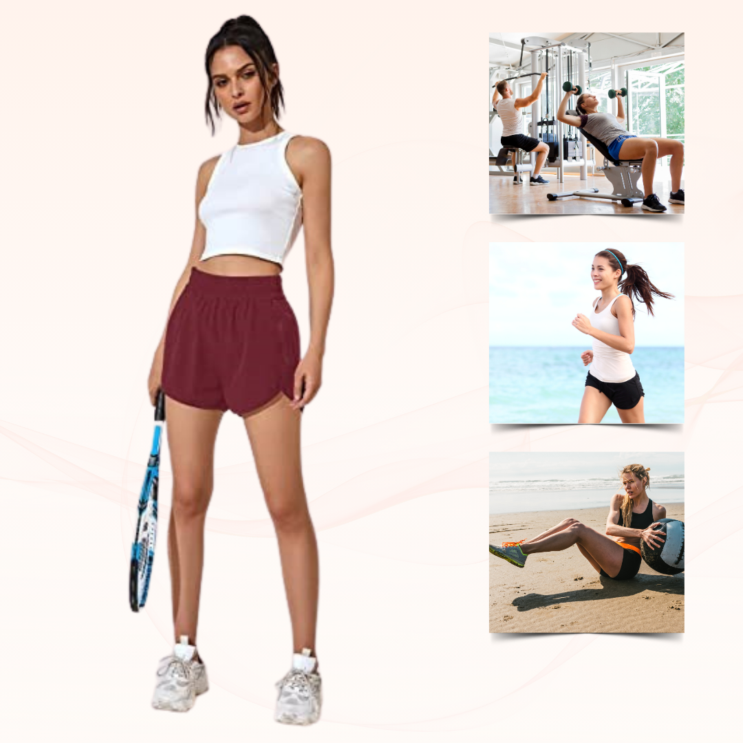 Oysters Women’s Workout Shorts with Zip Pocket Quick-Dry Athletic Shorts