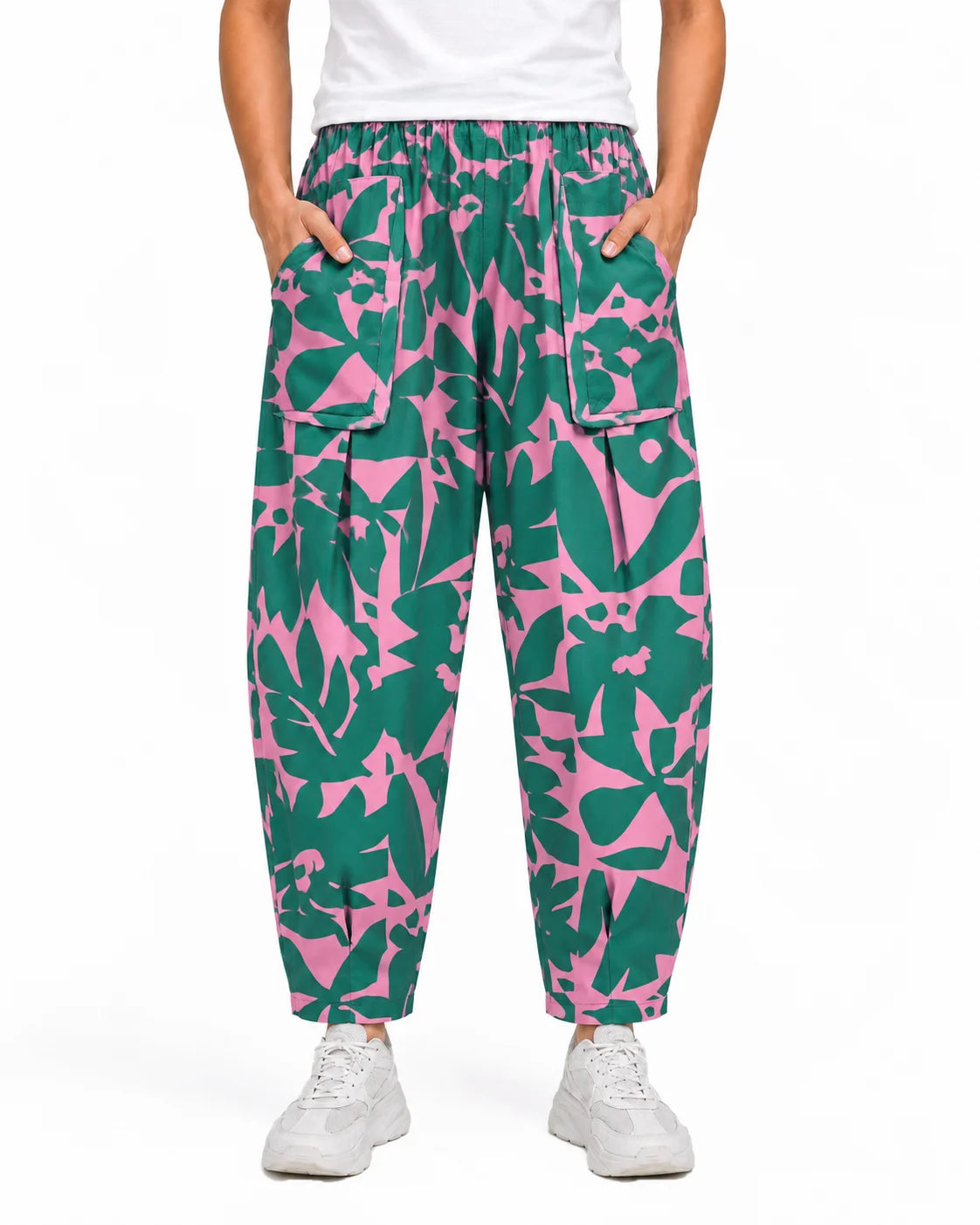 OYSTERS DRAPED UTILITY YELLOW GREEN PRINTED PANTS FOR MEN