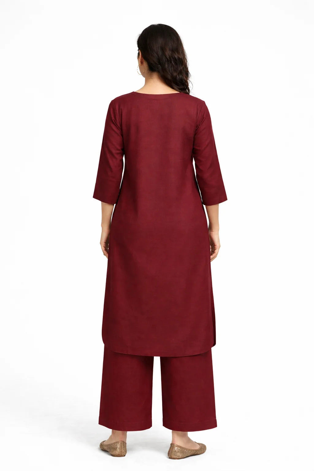 Maroon Straight Kurta with panel
