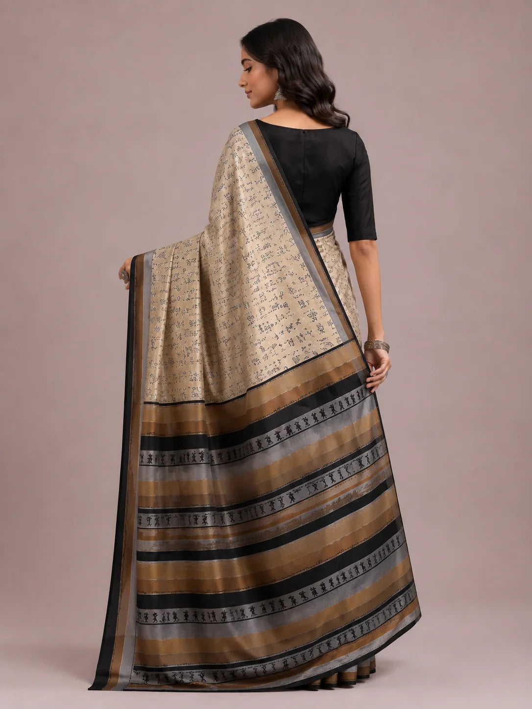 THE SAREE PROJECT CREAM BLACK LINES