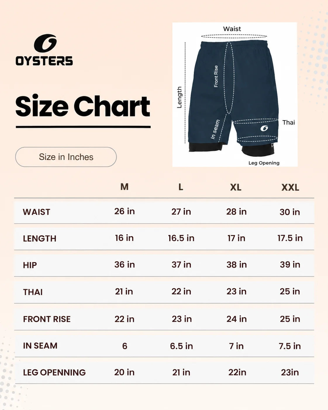 OYSTERS MEN'S 2 IN 1 ORANGE BLACK SHORTS