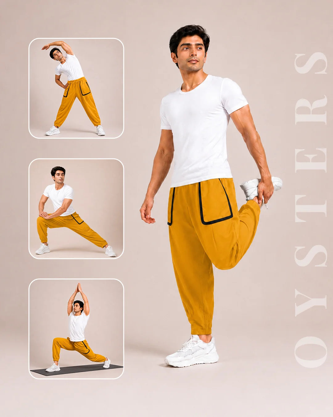 OYSTERS DRAPED UTILITY PANTS MUSTARD FOR MEN