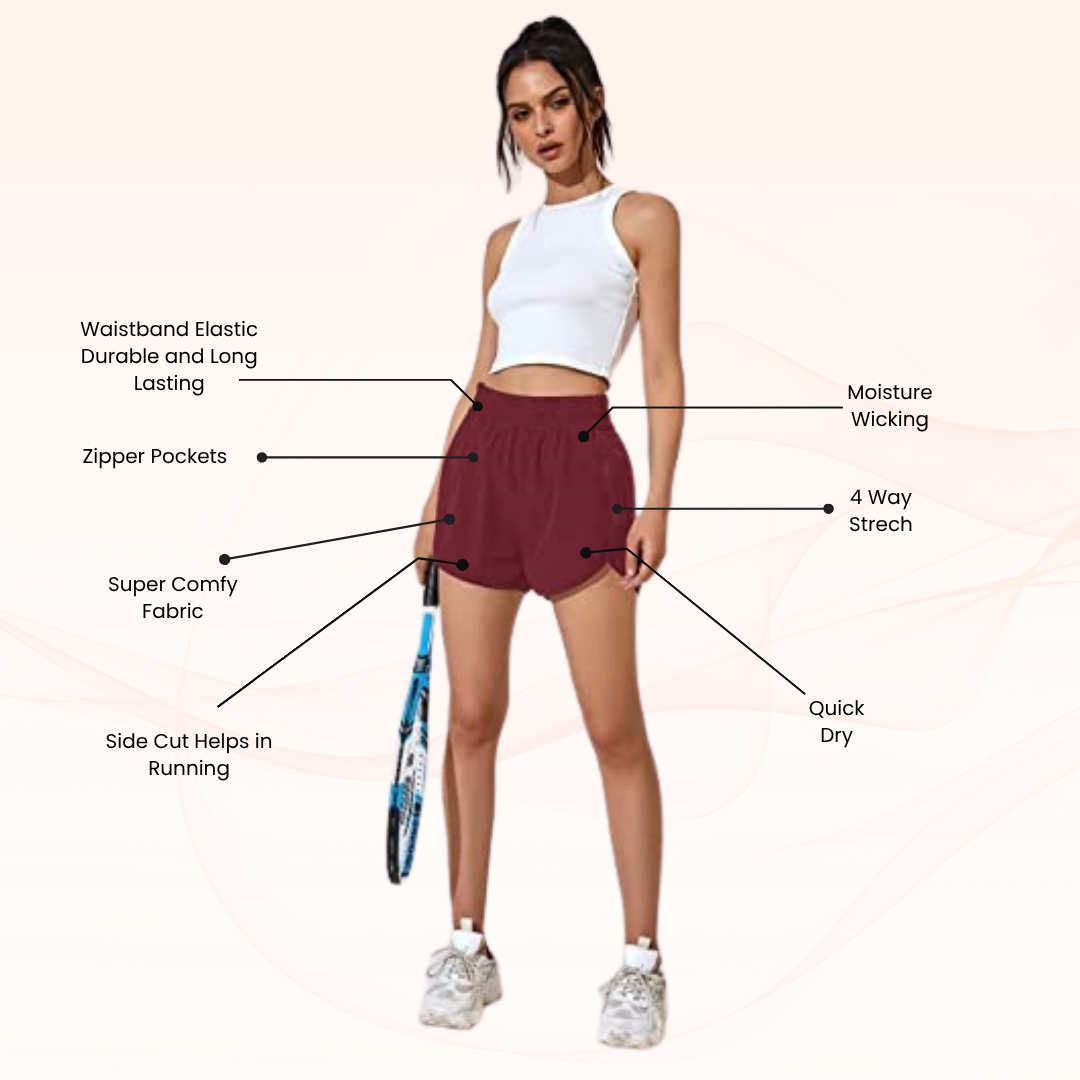 Oysters Women’s Workout Shorts with Zip Pocket Quick-Dry Athletic Shorts