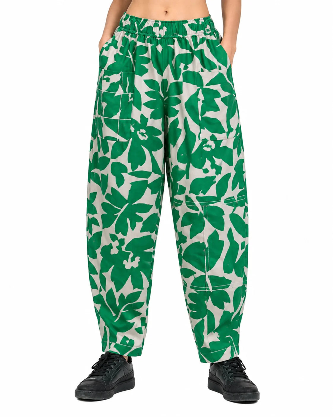 OYSTERS UTILITY BARREL PINK GREEN PRINTED PANTS FOR WOMEN