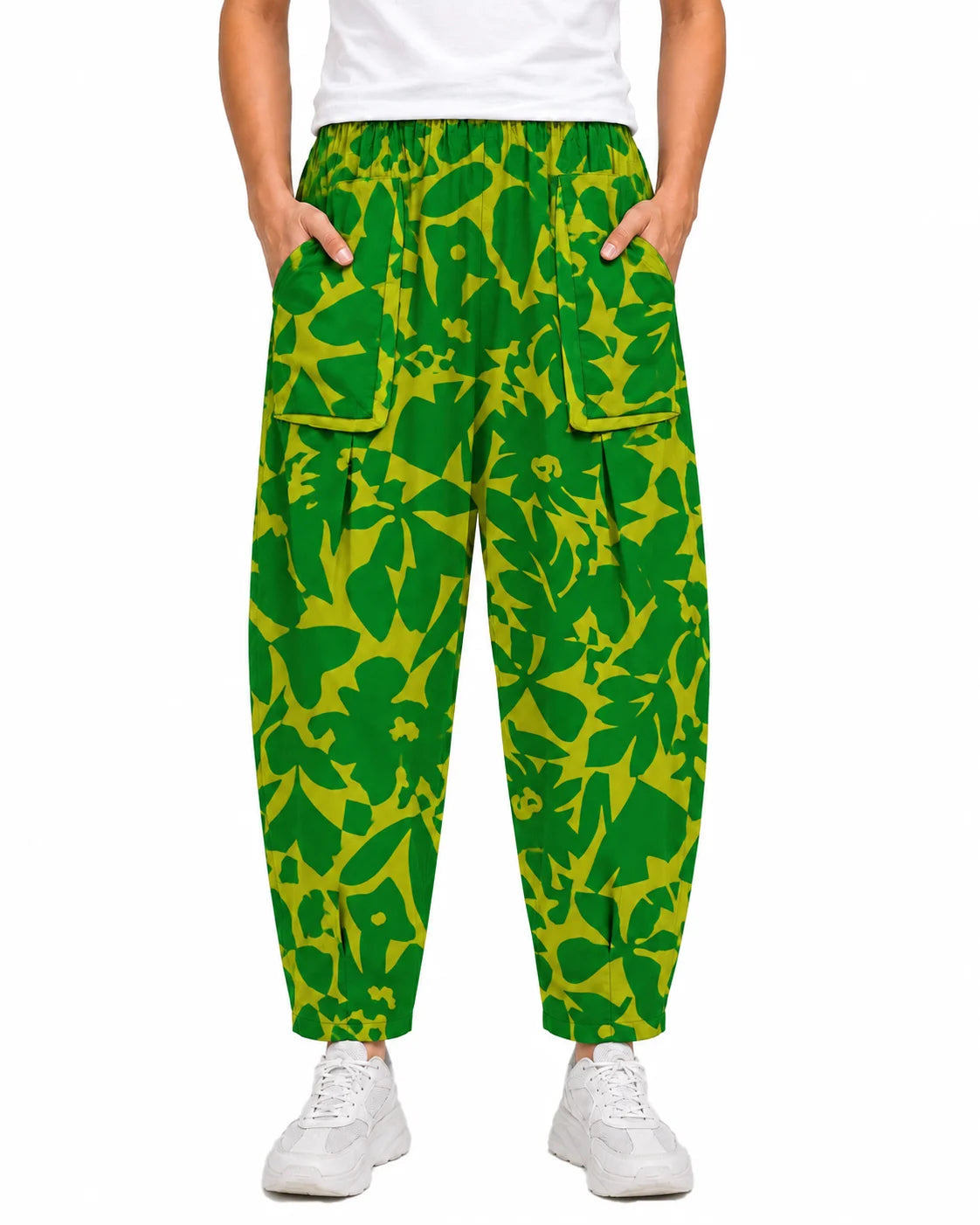 OYSTERS UTILITY BARREL PANTS PINK GREEN PRINTED FOR MEN