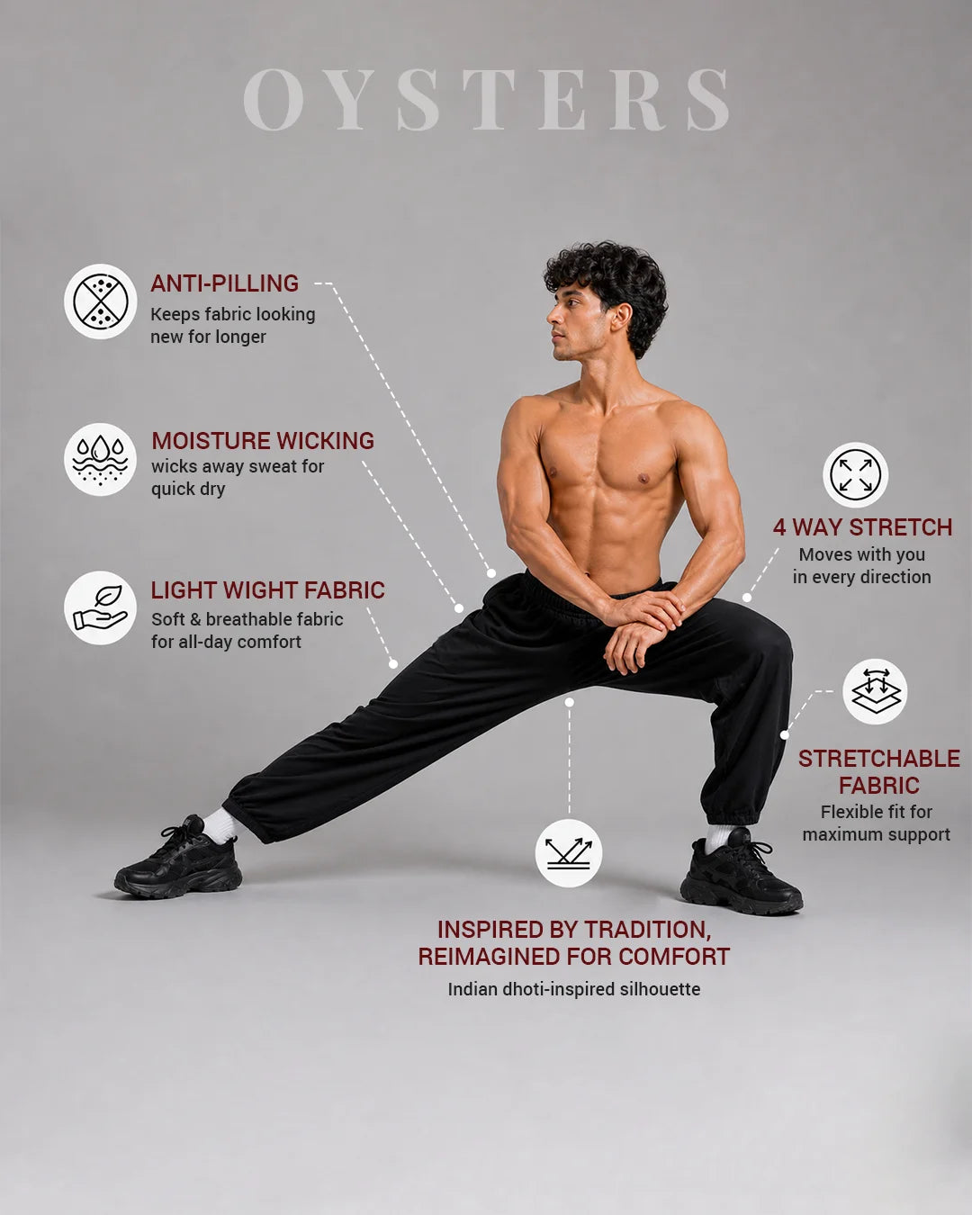 OYSTERS MEN's AEROZEN RELAXED FIT YOGA PANTS