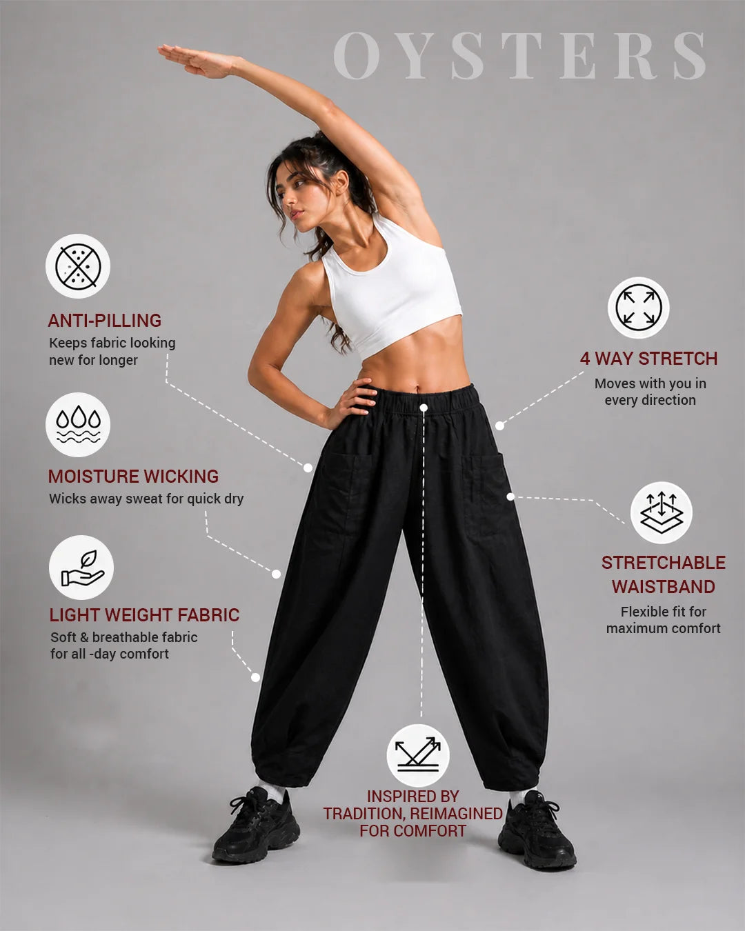 OYSTERS WOMEN's AEROZEN RELAXED FIT YOGA PANTS