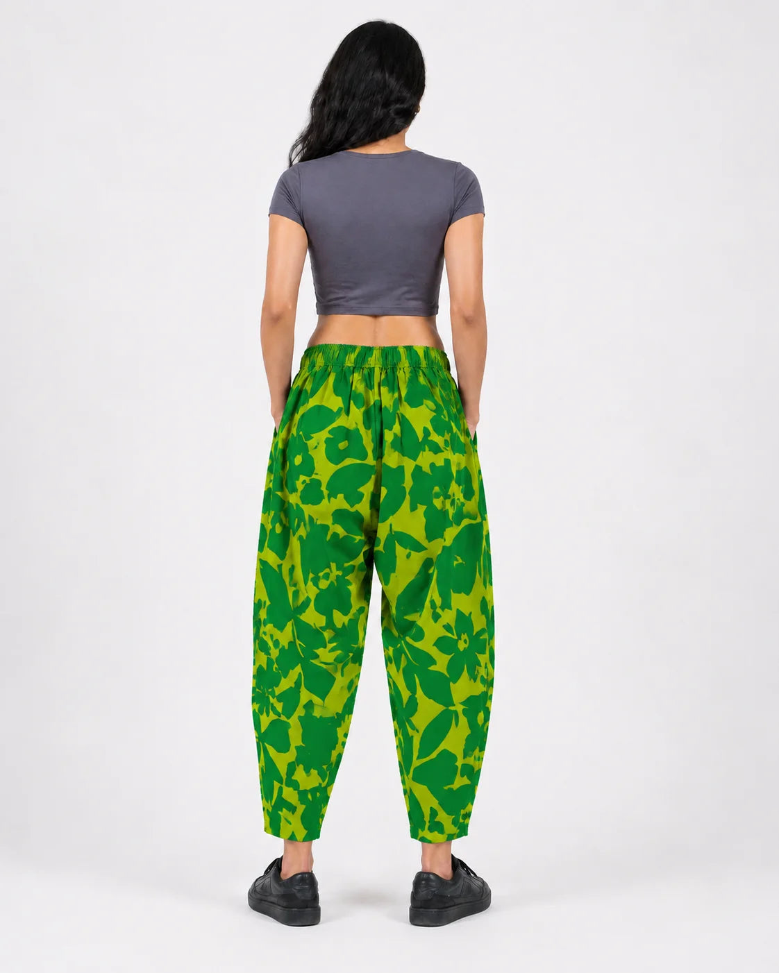 OYSTERS UTILITY BARREL YELLOW GREEN PRINTED PANTS FOR WOMEN