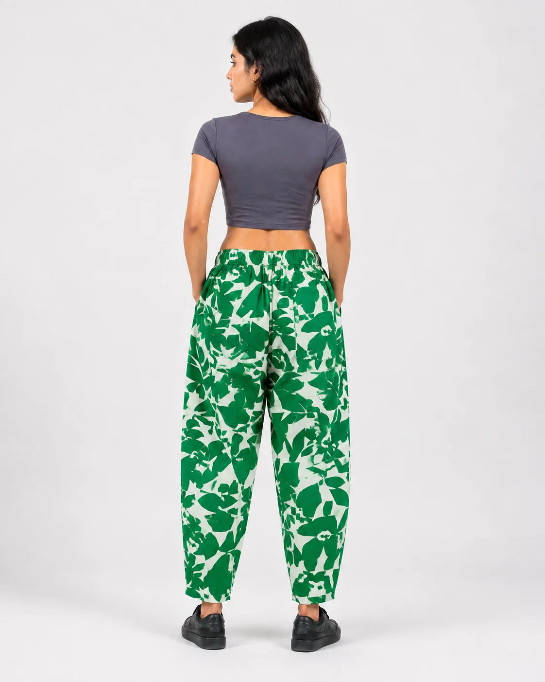 OYSTERS UTILITY BARREL WHITE GREEN PRINTED PANTS FOR WOMEN