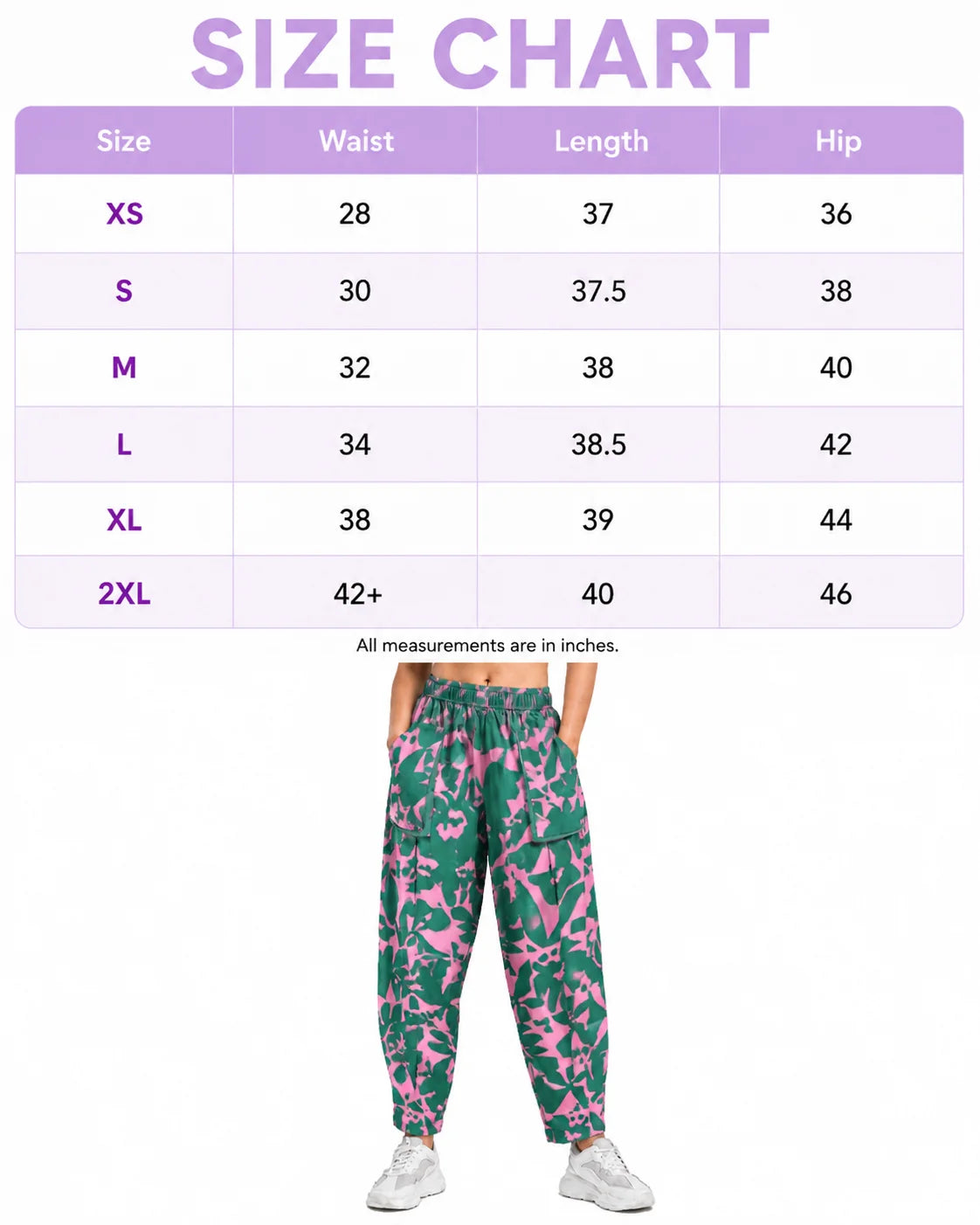 OYSTERS DRAPED UTILITY PINK GREEN PRINTED PANTS FOR WOMEN