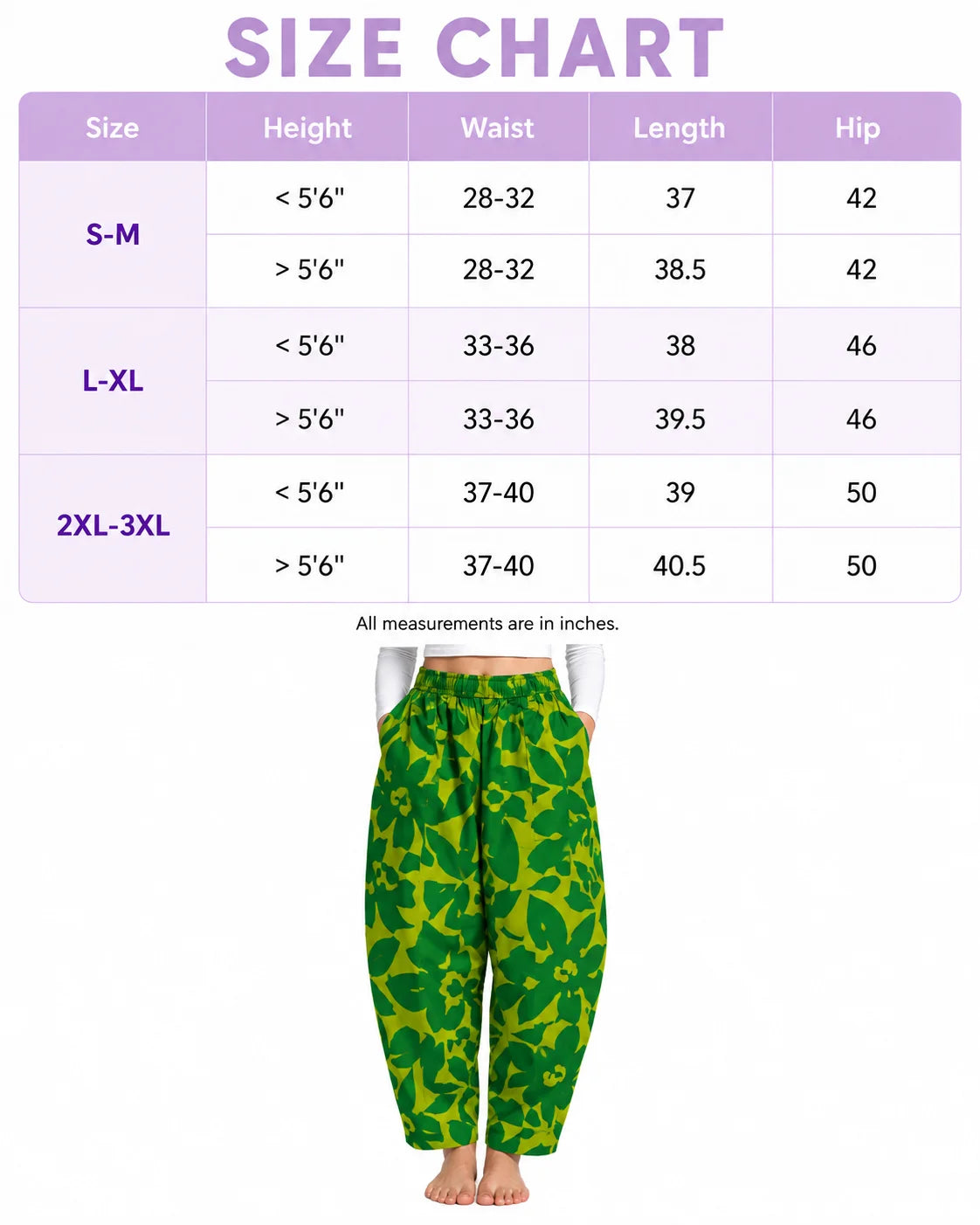 OYSTERS BALLOON-CUT RELAXED FIT YELLOW GREEN PRINTED COTTON PANTS FOR WOMEN
