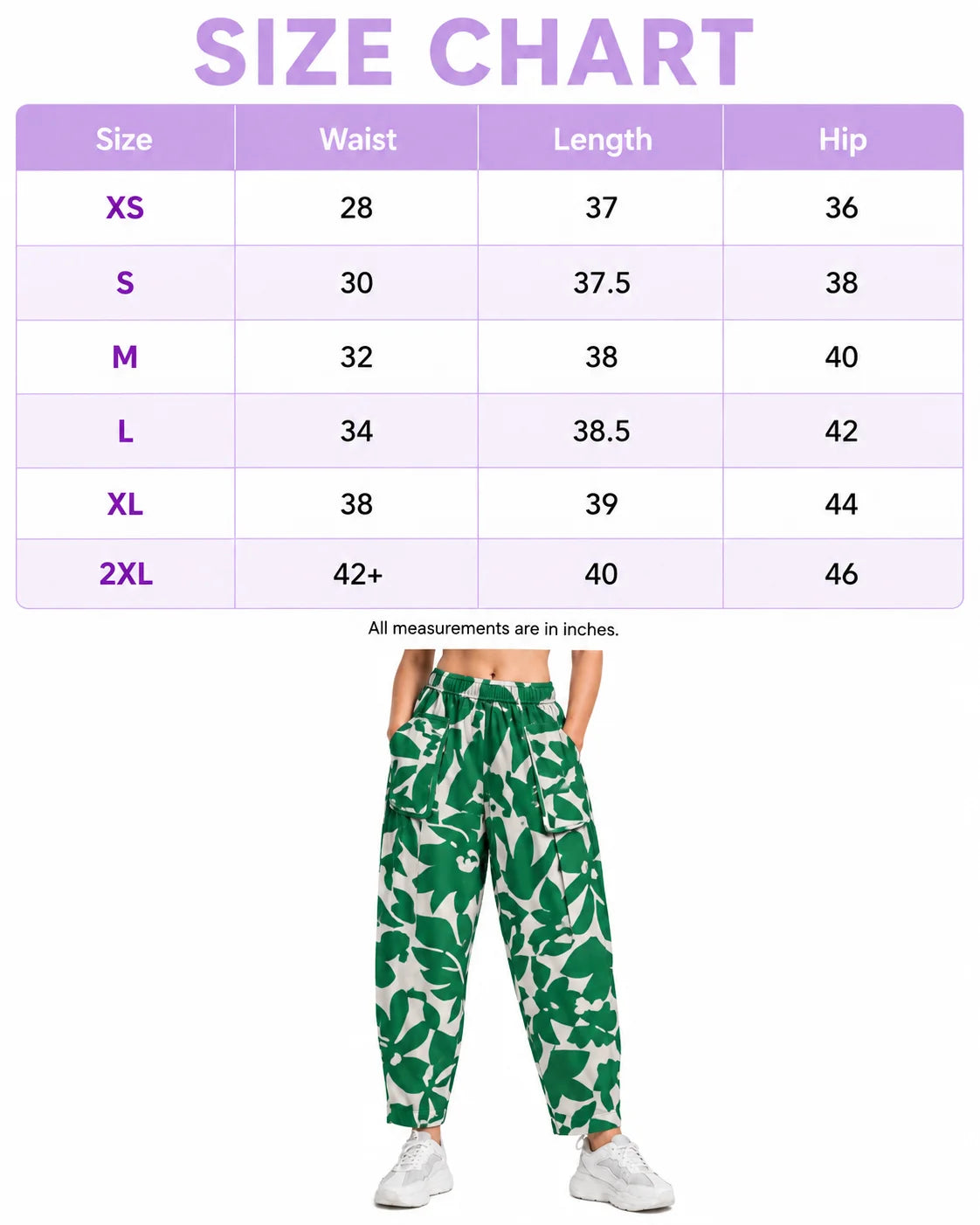 OYSTERS DRAPED UTILITY WHITE GREEN PRINTED PANTS FOR WOMEN
