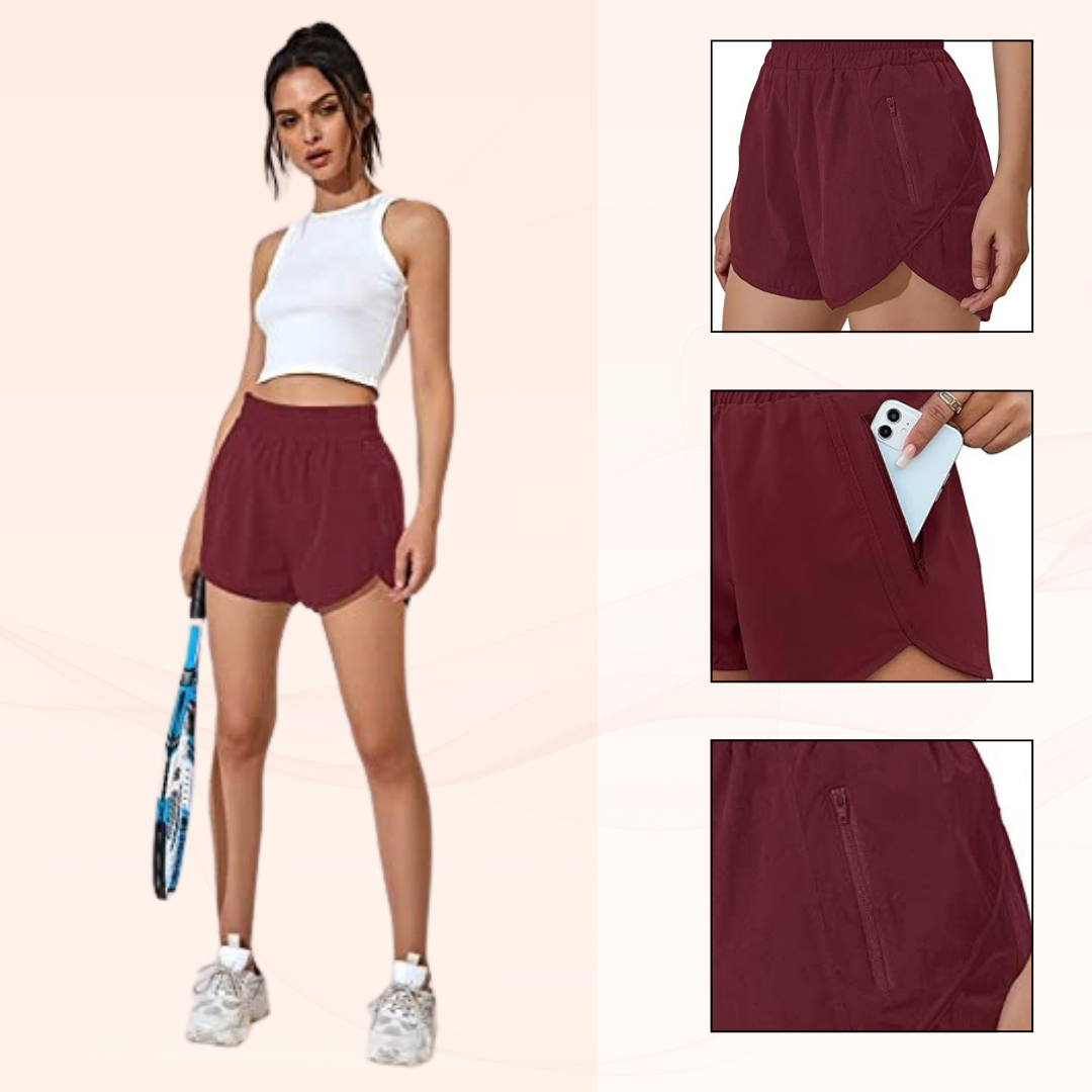 Oysters Women’s Workout Shorts with Zip Pocket Quick-Dry Athletic Shorts