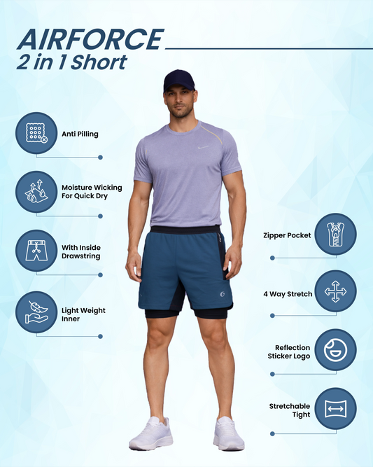 OYSTERS MEN'S 2 IN 1 AIRFORCE SHORTS