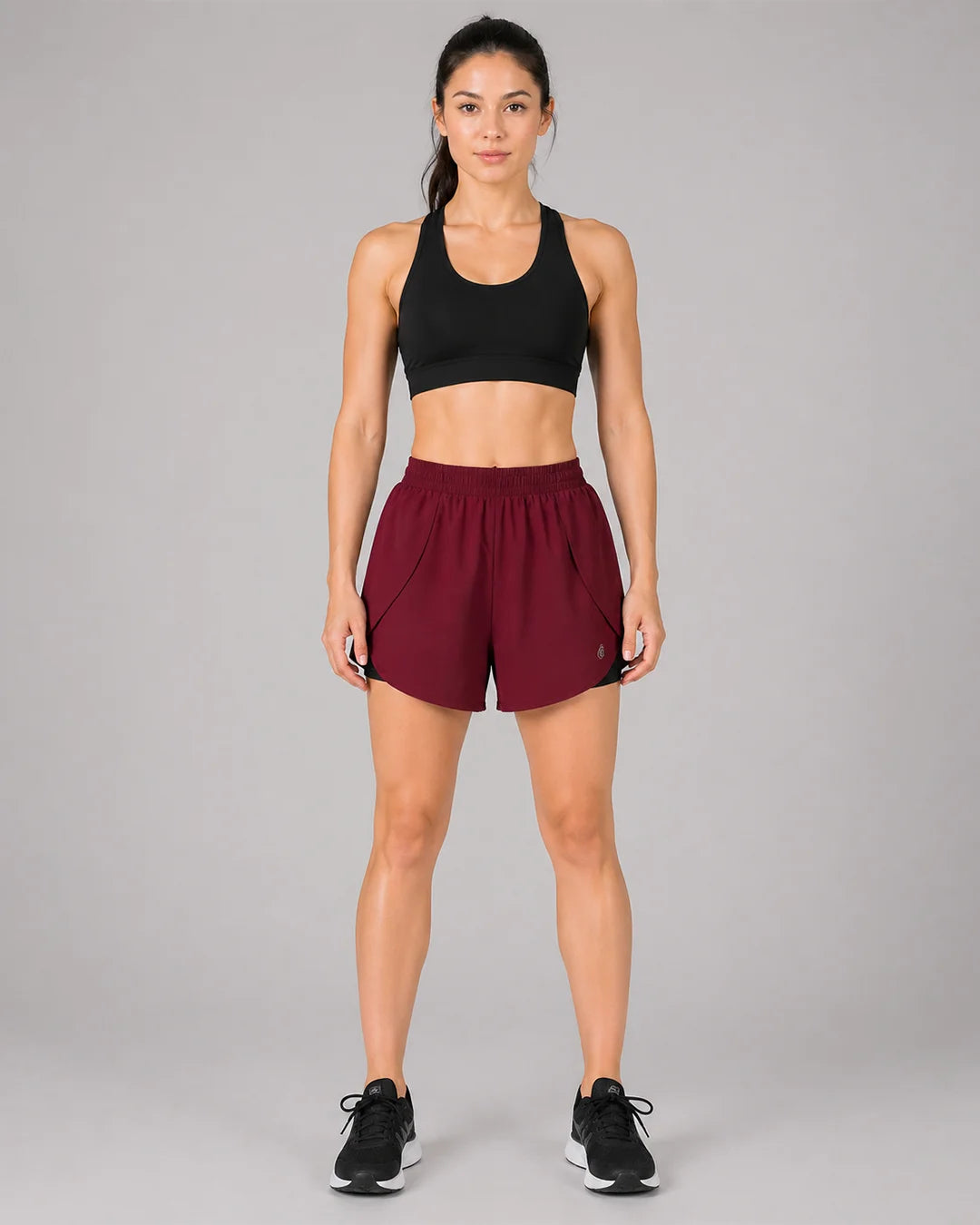 OYSTERS WOMEN'S 2 IN 1 RUNNING MAROON SKIRT SHORTS