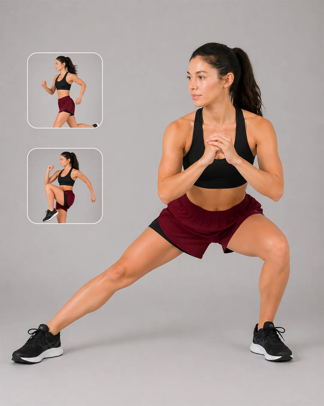 OYSTERS WOMEN'S 2 IN 1 RUNNING MAROON SKIRT SHORTS