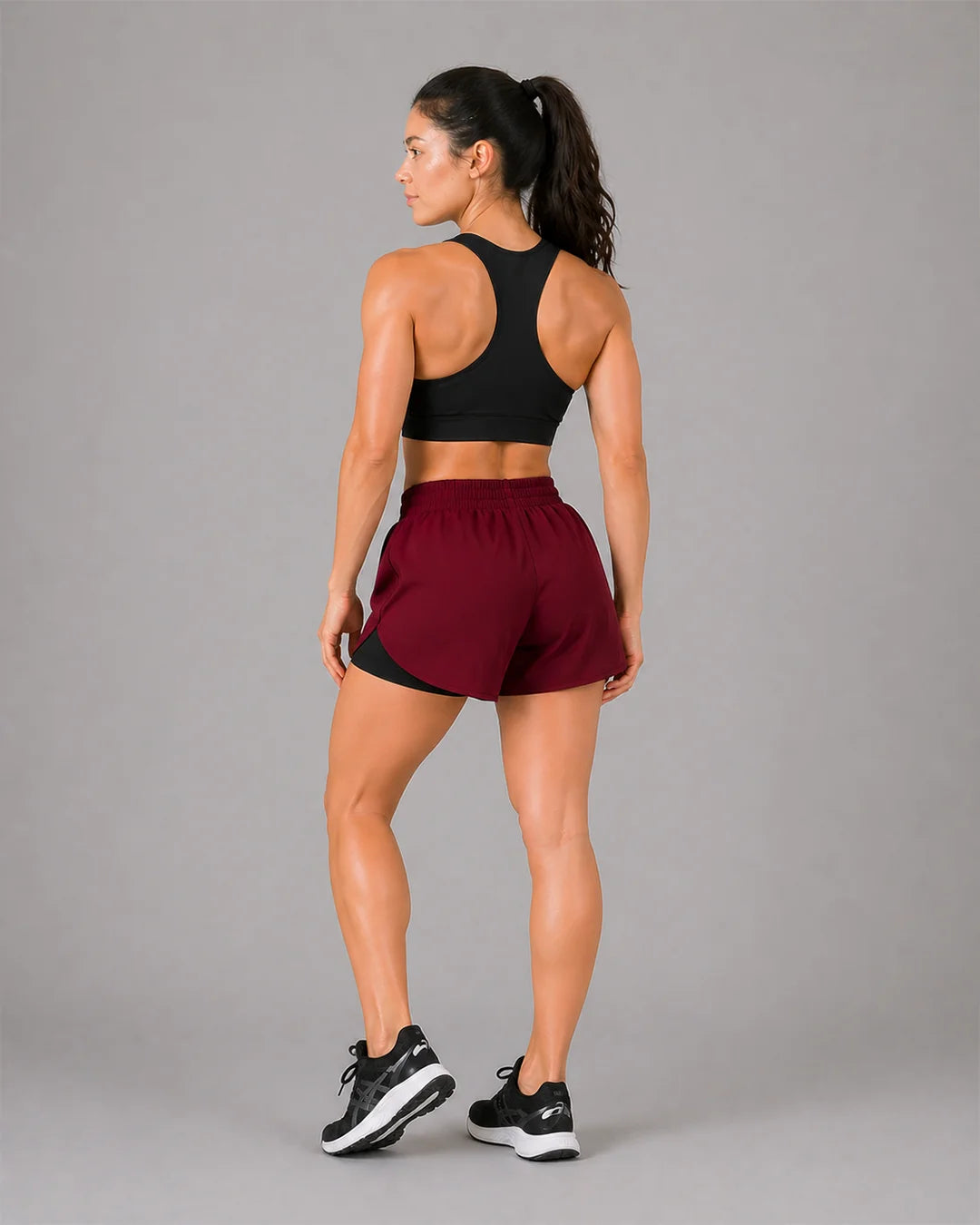 OYSTERS WOMEN'S 2 IN 1 RUNNING MAROON SKIRT SHORTS