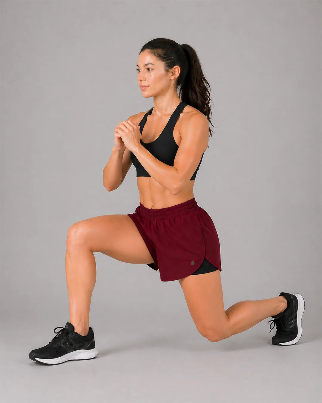 OYSTERS WOMEN'S 2 IN 1 RUNNING MAROON SKIRT SHORTS