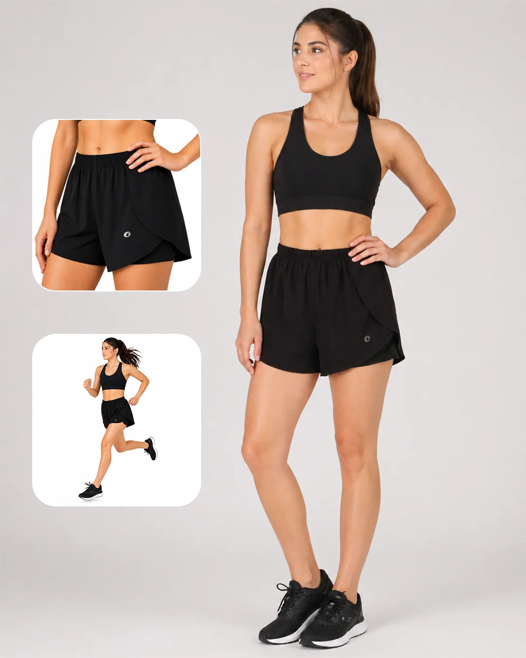 OYSTERS WOMEN'S 2 IN 1 RUNNING BLACK SKIRT SHORTS