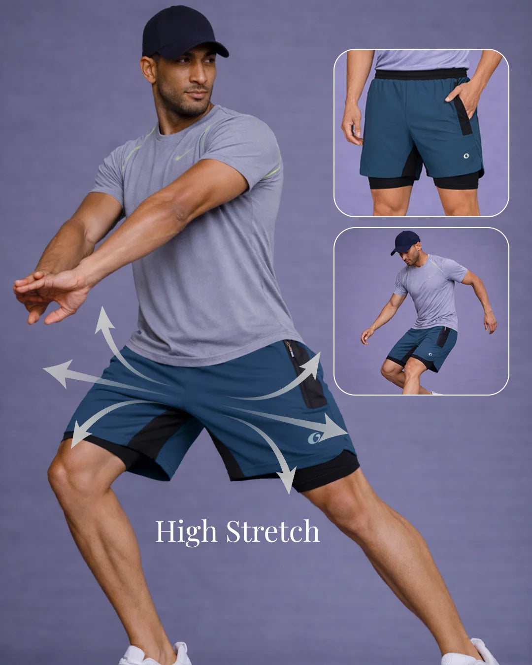 OYSTERS MEN'S 2 IN 1 AIRFORCE SHORTS