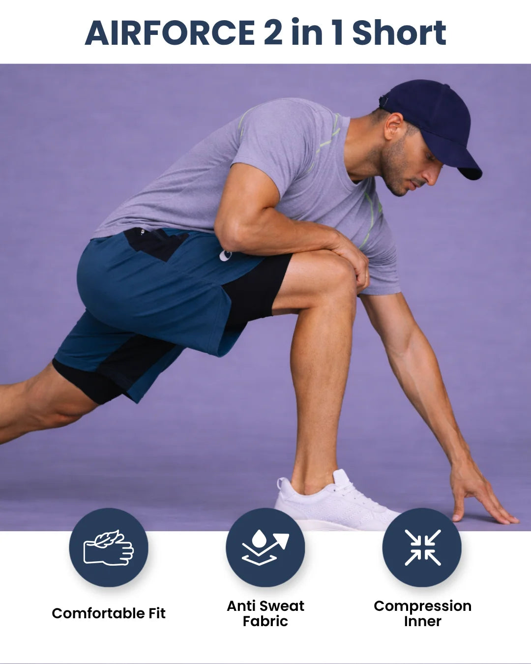 OYSTERS MEN'S 2 IN 1 AIRFORCE SHORTS
