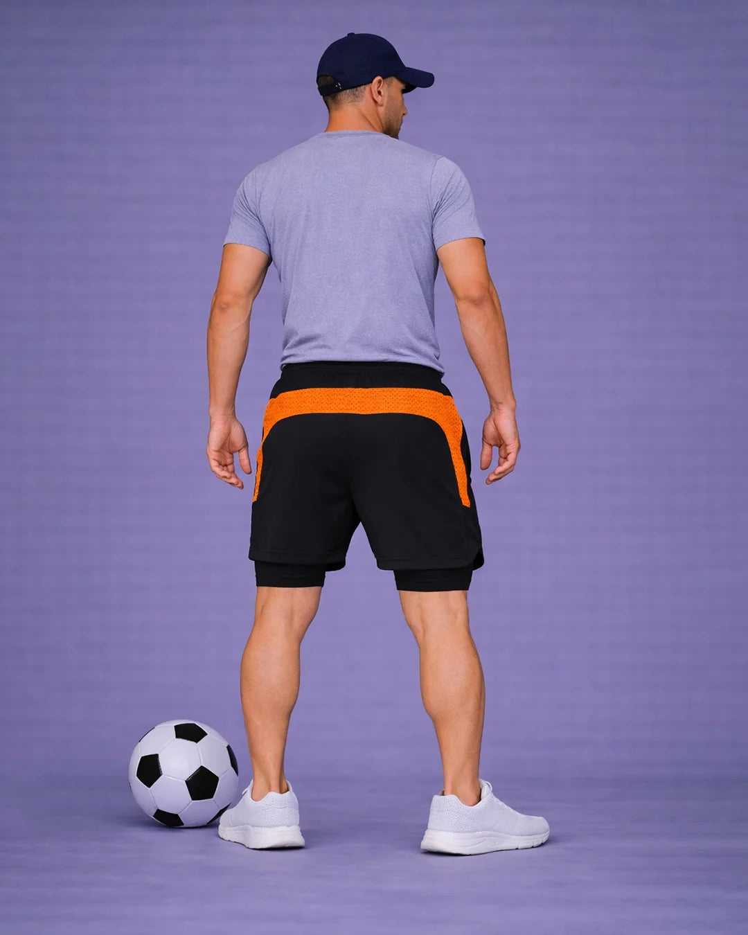 OYSTERS MEN'S 2 IN 1 BLACK ORANGE SHORTS