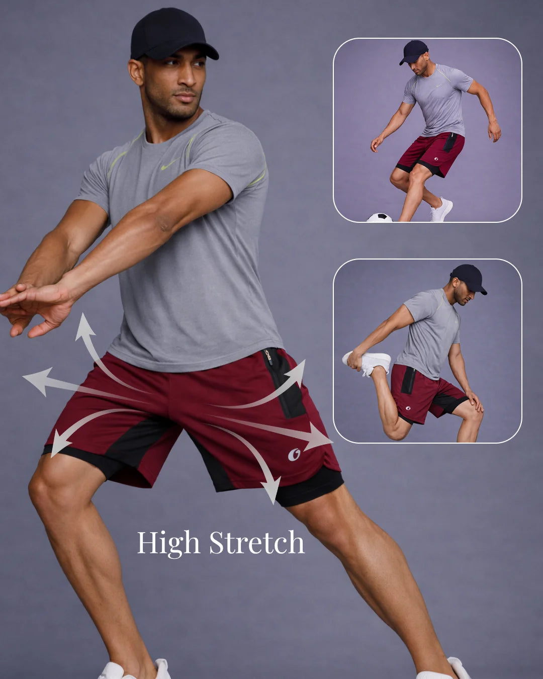 OYSTERS MEN'S 2 IN 1 WINE SHORTS