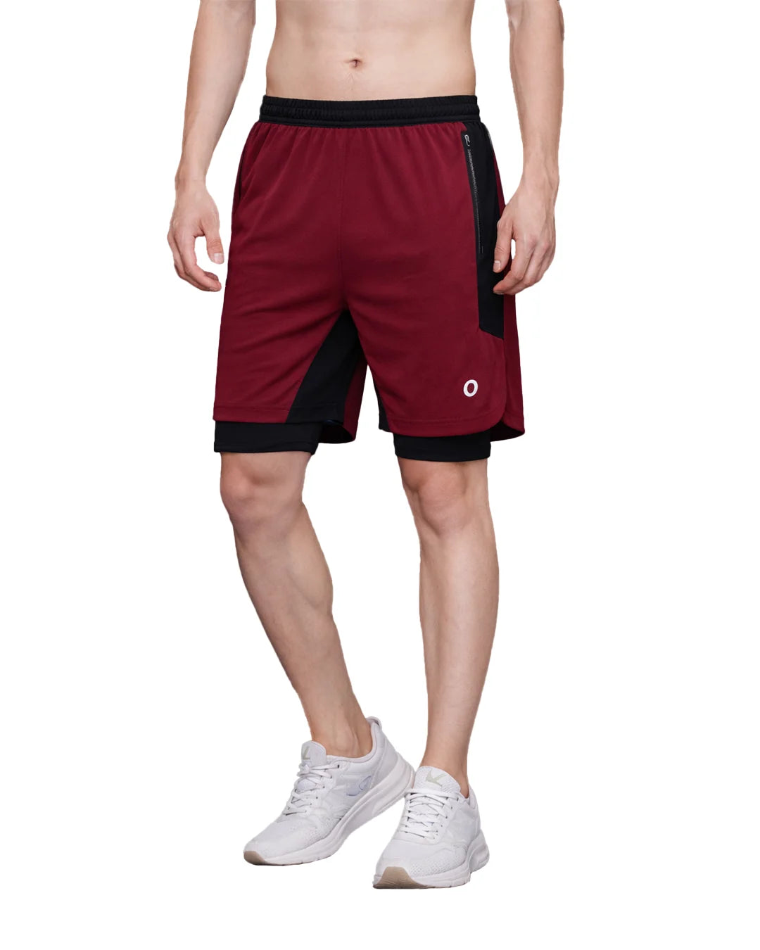 OYSTERS MEN'S 2 IN 1 BLACK ORANGE SHORTS
