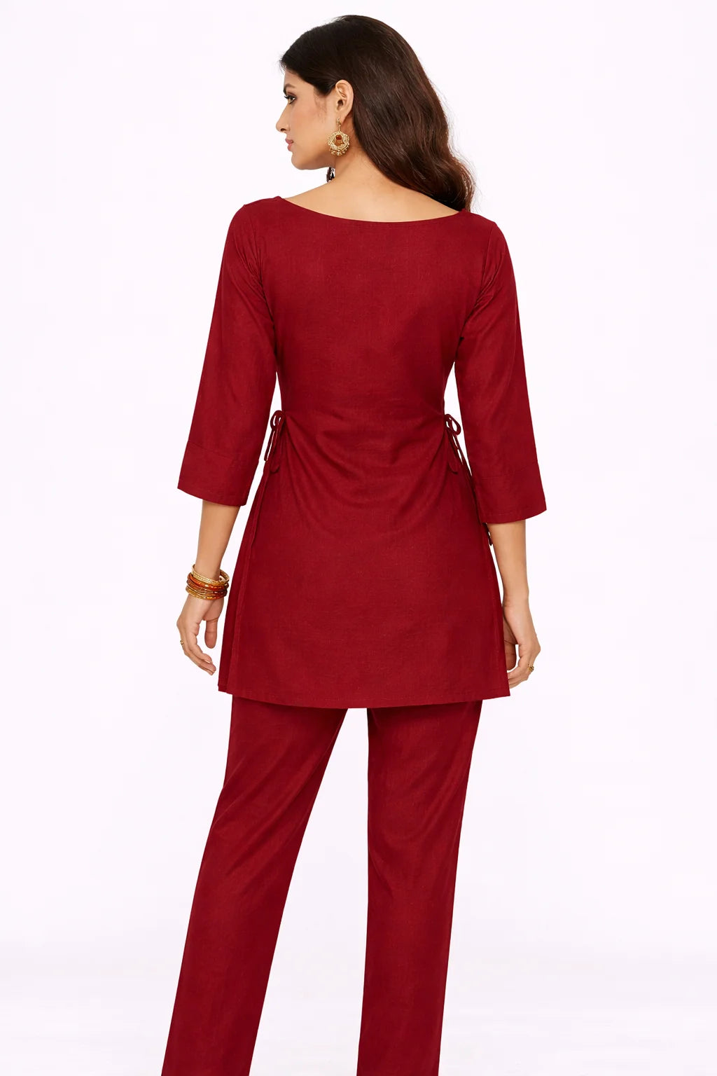 Side Tie-Up Maroon Kurti