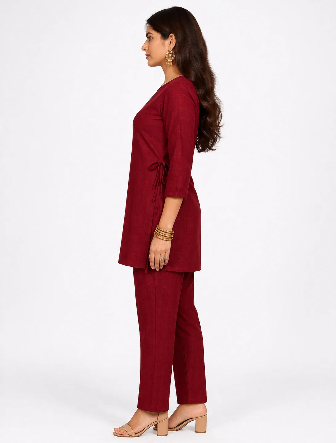 Side Tie-Up Maroon Kurti