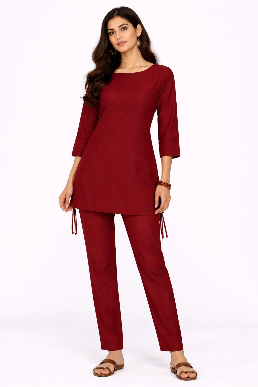 Side Tie-Up Maroon Kurti