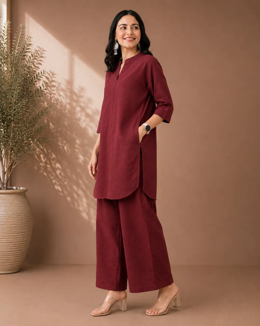 BEHTARIN MAROON CORDSET4
