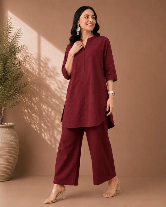 BEHTARIN MAROON CORDSET4