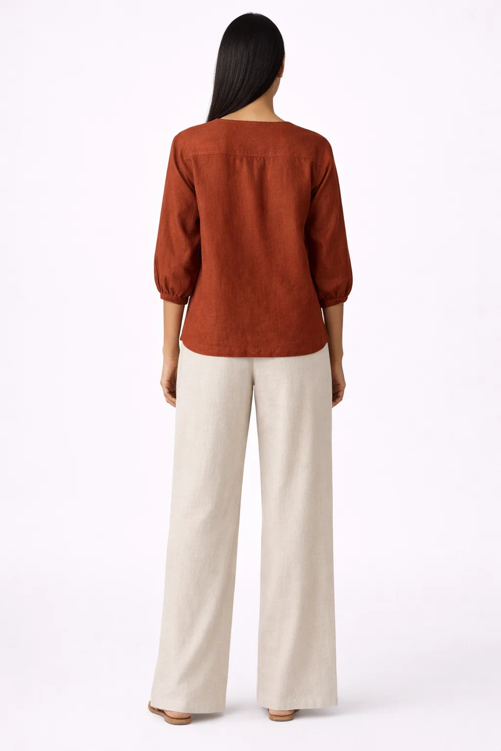 Elegant Rust Notch Neck Top