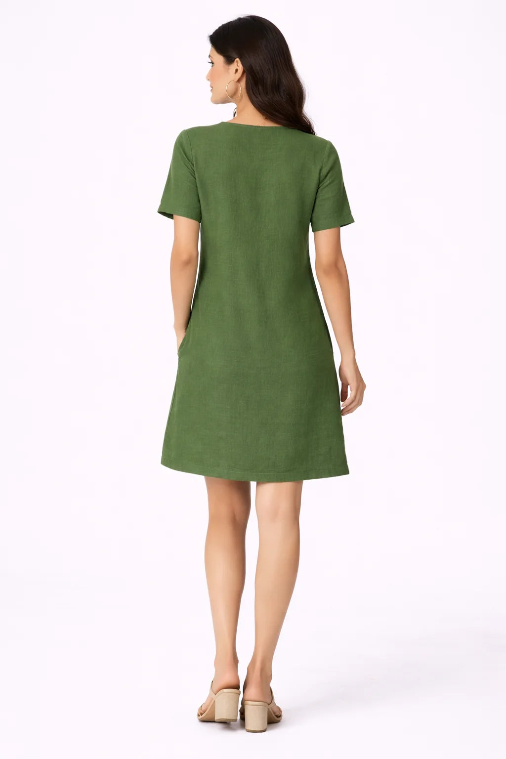 Classic Olive Green A-Line Pocket Dress