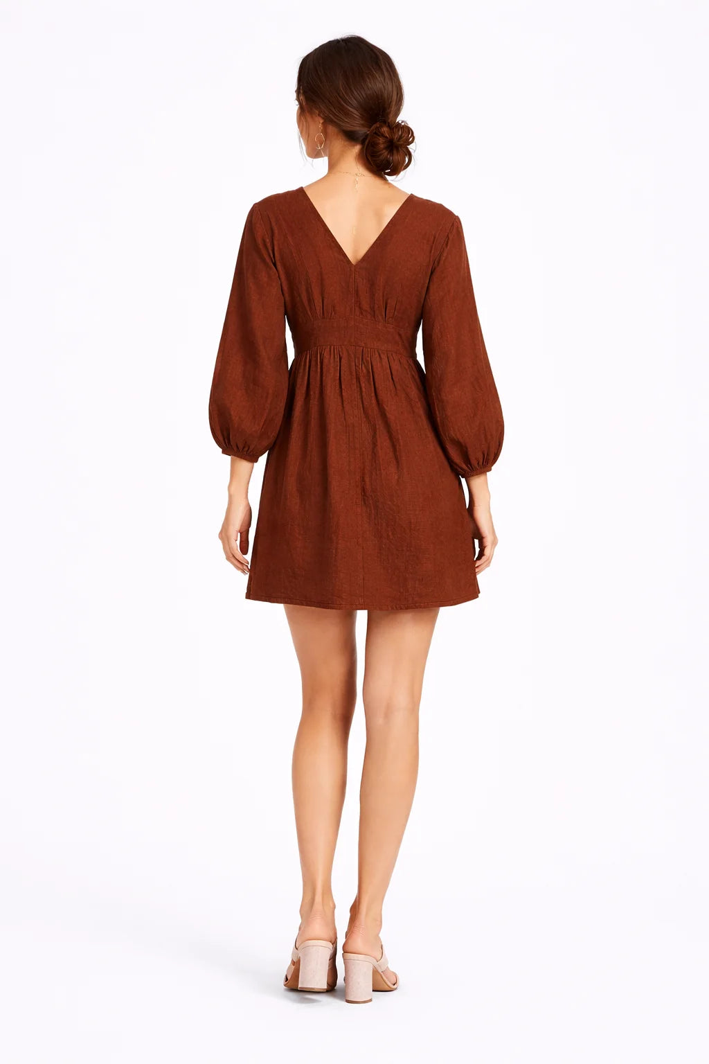 Elegant Rust Gathered Mini Dress