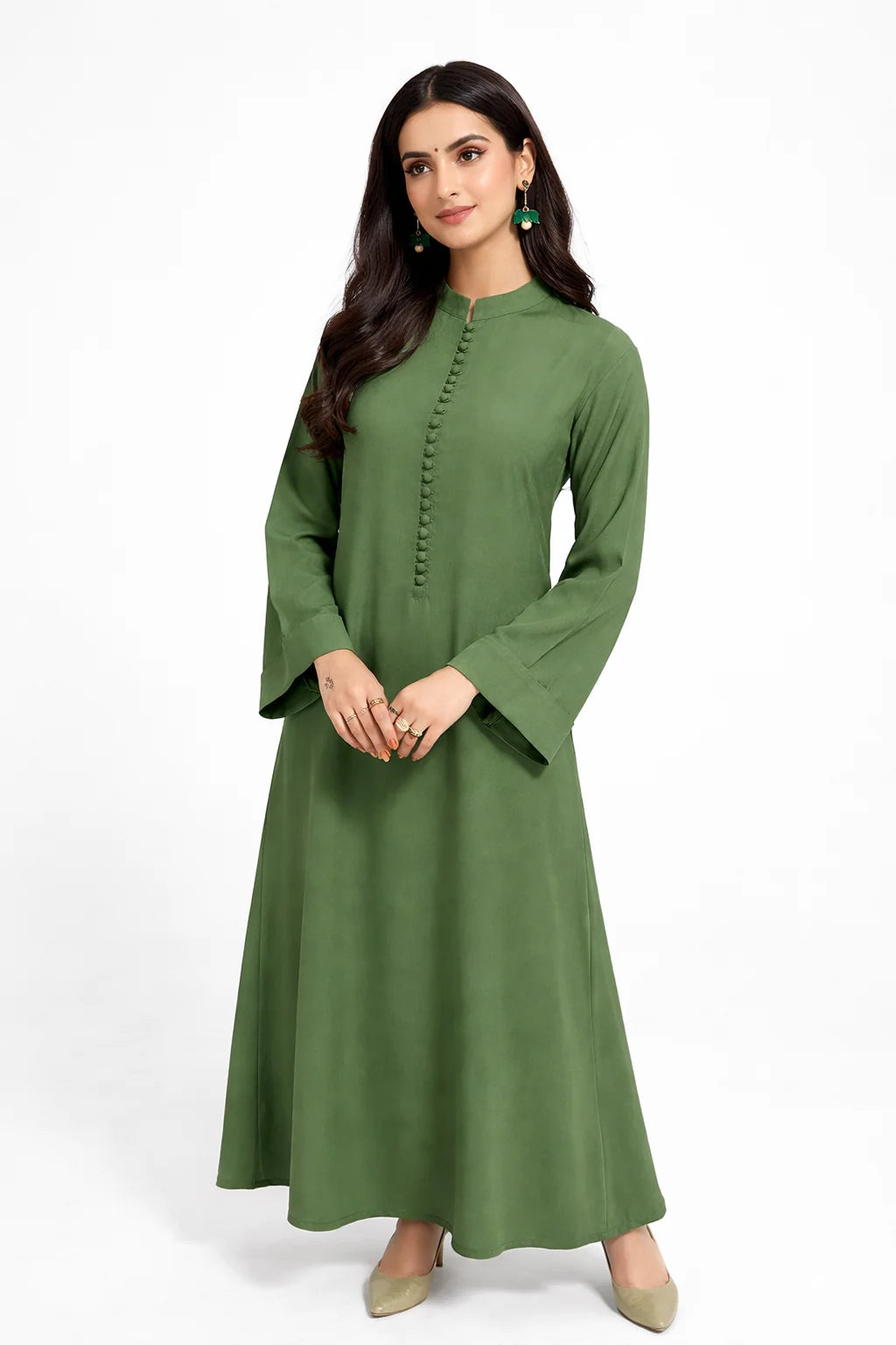 Elegant Olive Green Flared Kurta
