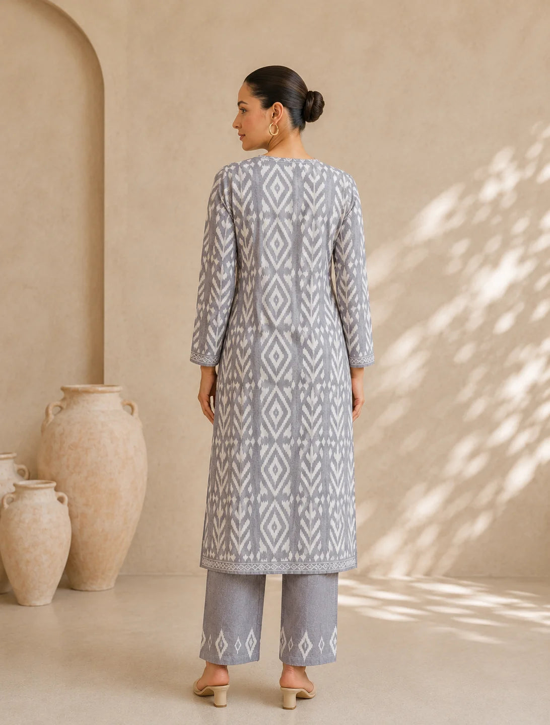 BEHTARIN KURTA PANT SET GREY