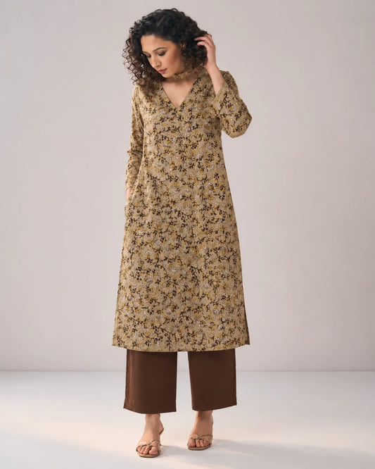 BEHTARIN KURTA PANT SET YELLOW