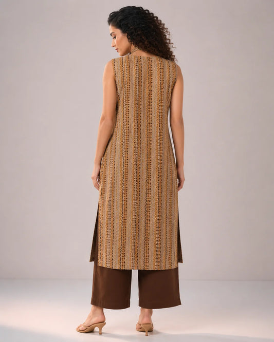 BEHTARIN KURTA PANT SET BROWN