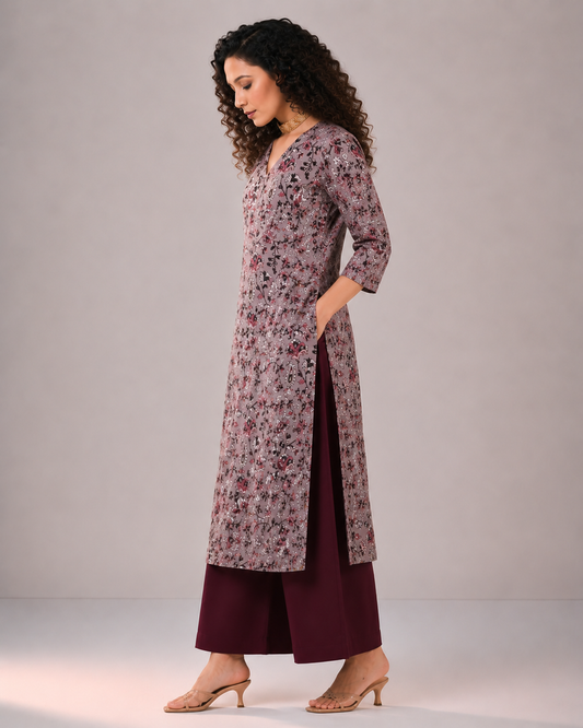 BEHTARIN KURTA PANT SET FLORAL PRINT