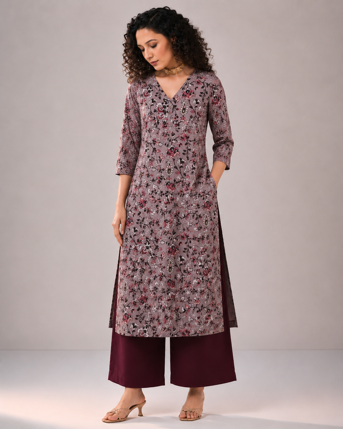 BEHTARIN KURTA PANT SET FLORAL PRINT