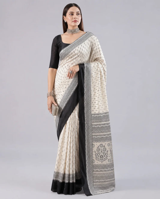 The Saree Project Off-White Black Buti