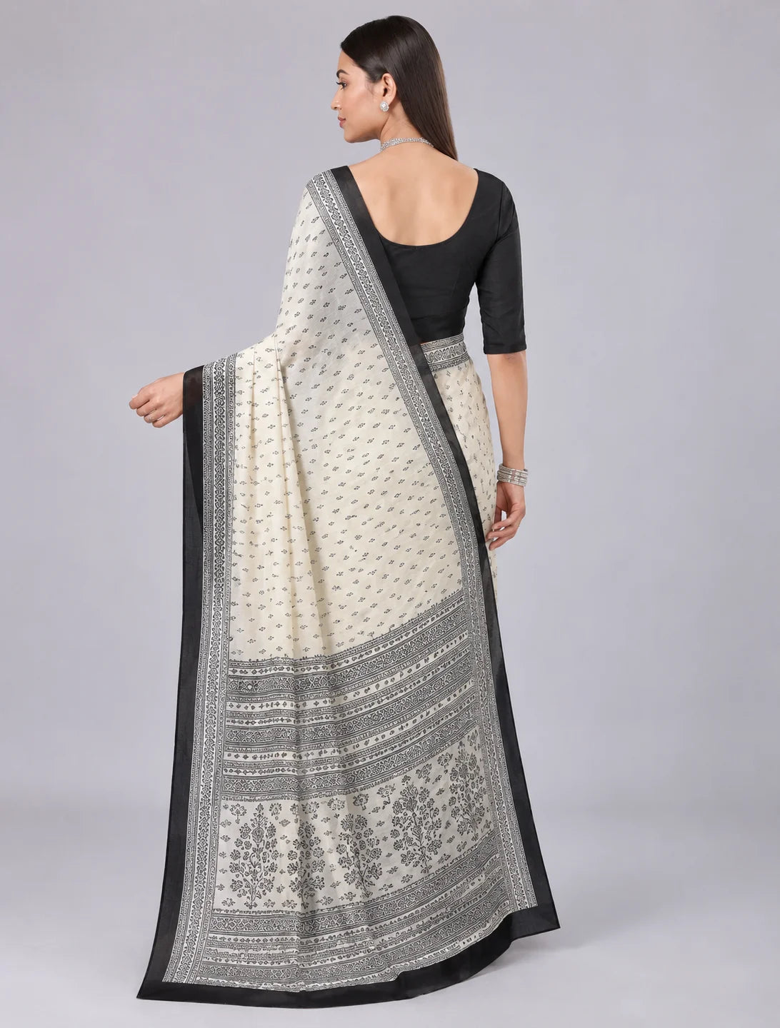 The Saree Project Off-White Black Buti