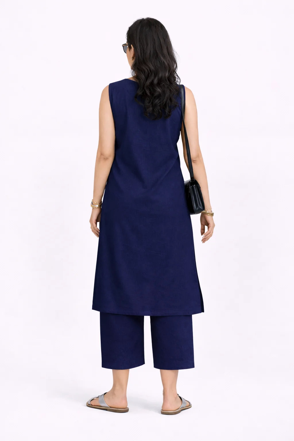 Effortless navy blue Sleeveless Straight Kurta