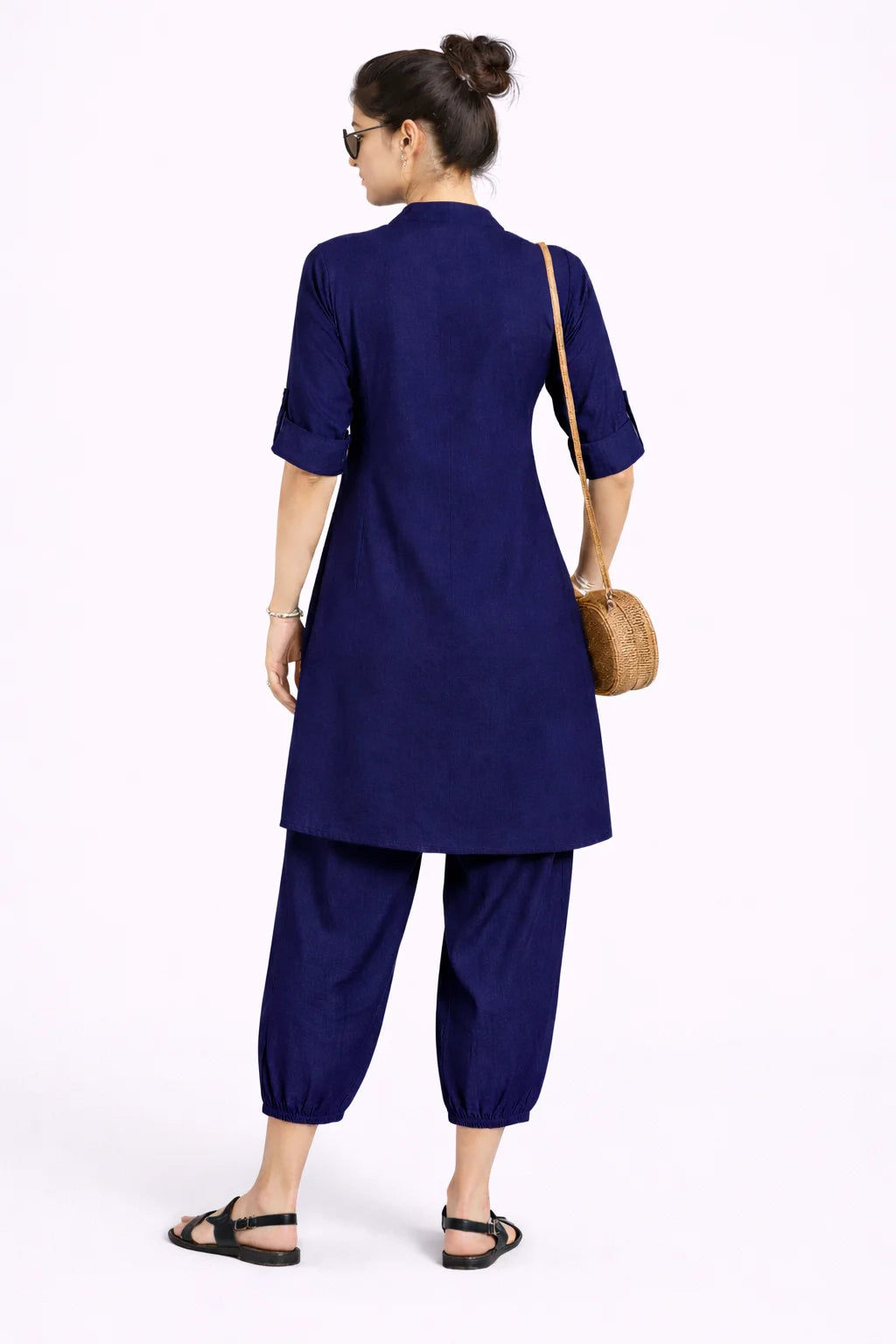 Relaxed Fit Navy Blue Kurta Set