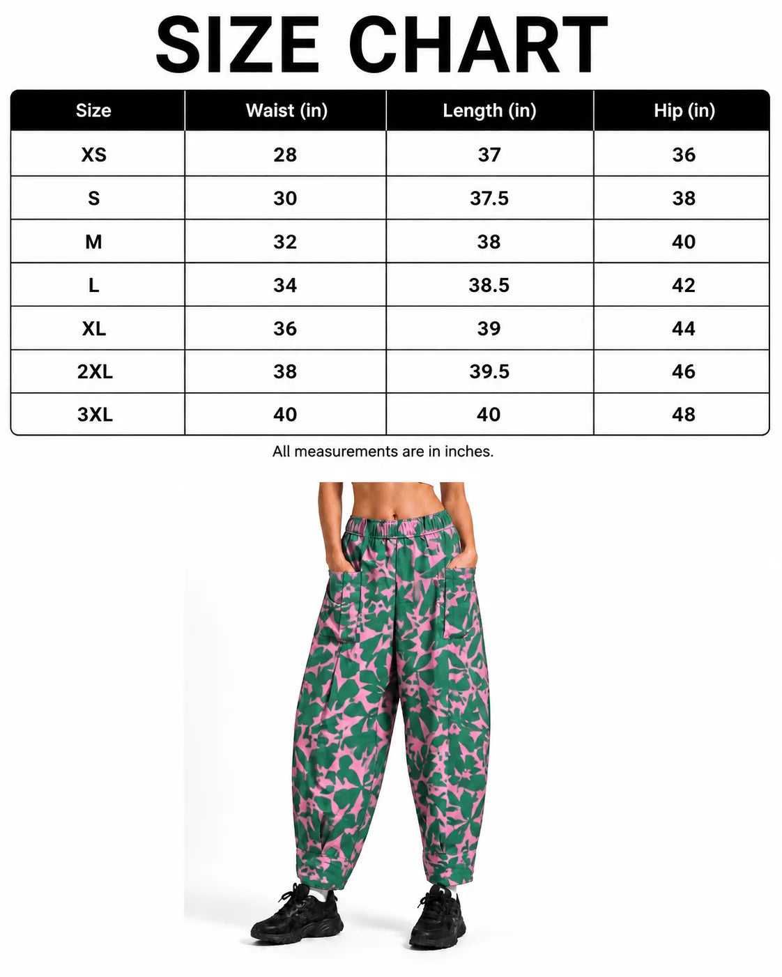 OYSTERS PINK GREEN PRINTED BALLOON YOGA PANTS FOR WOMEN