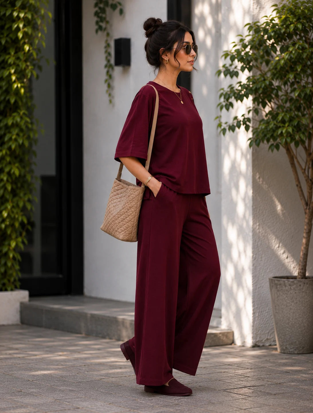 BEEITU MAROON CORDSET4