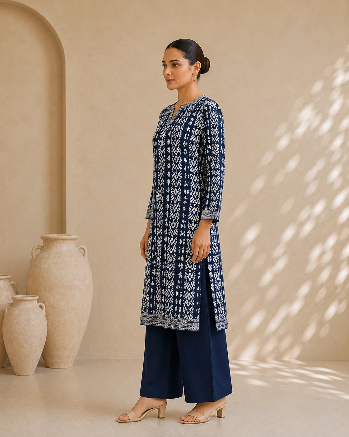 Behtarin Kurta pant Suit Navy Blue