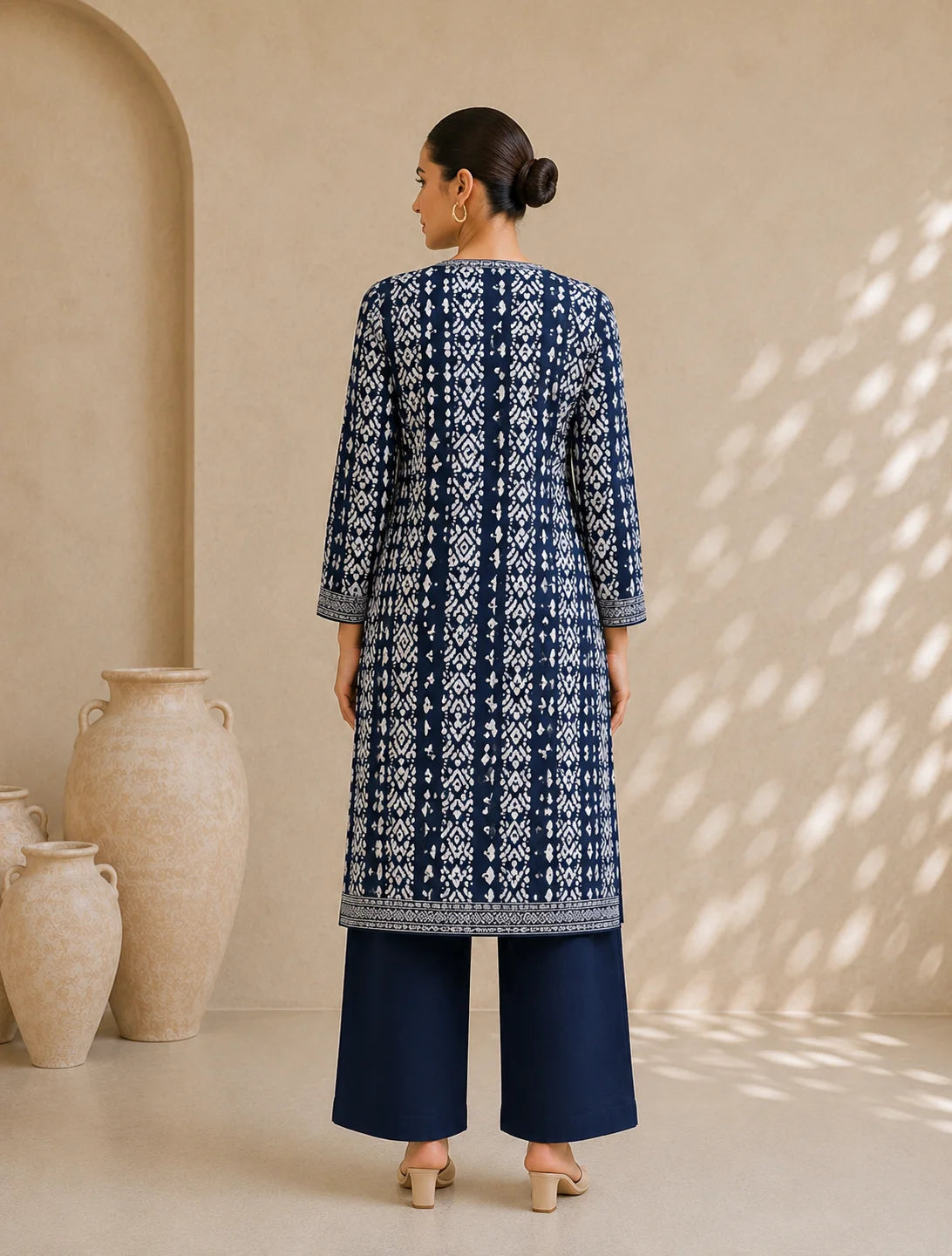 Behtarin Kurta pant Suit Navy Blue